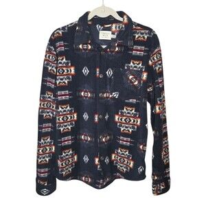 Thread Wave Men's Southwestern Aztec Fleece Shacket Button-Down Shirt, Size Med